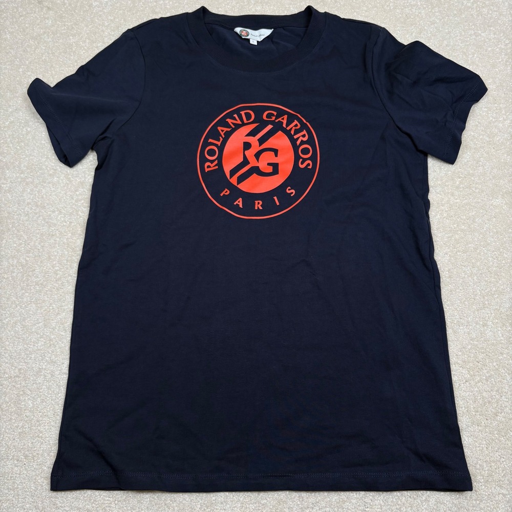 Roland Garros Paris Tennis Graphic T-Shirt Mens M/L Navy Blue Short Sleeve Tee